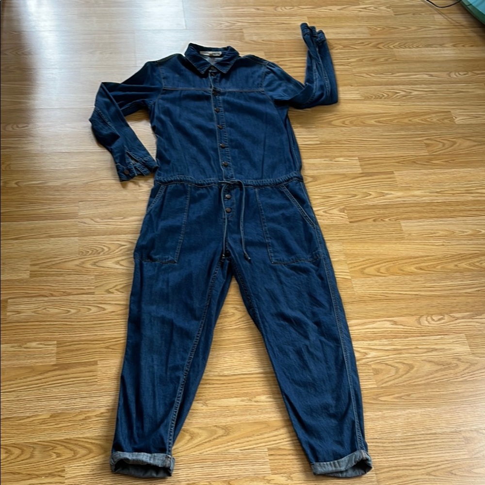 Topshop Moto Denim Jumpsuit with Tapered Legs
